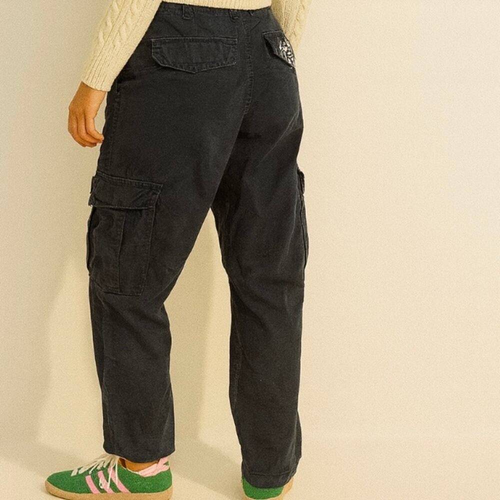 Y2K Polo Ralph Lauren Navy Blue Baggy Cargo Pants With Logo Girls Size 12 Preppy